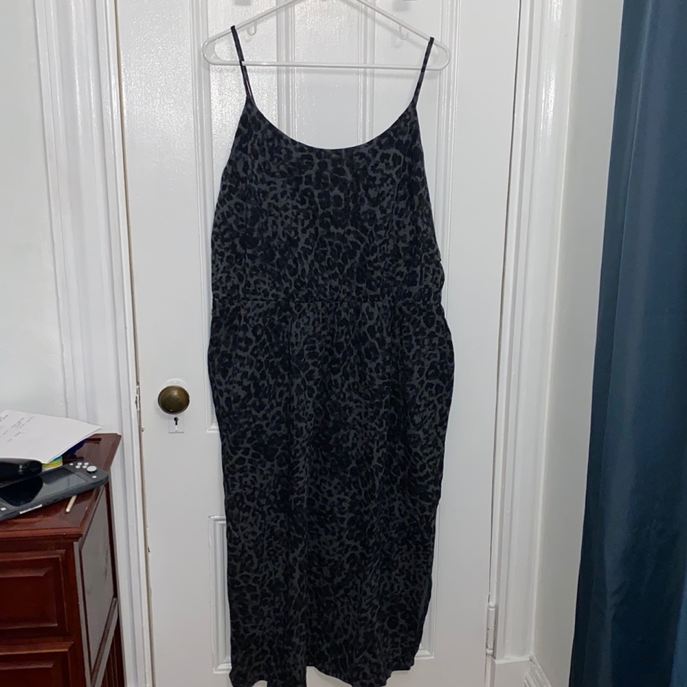 Waist-Defined Leopard-Print Slub-Knit Cami Midi